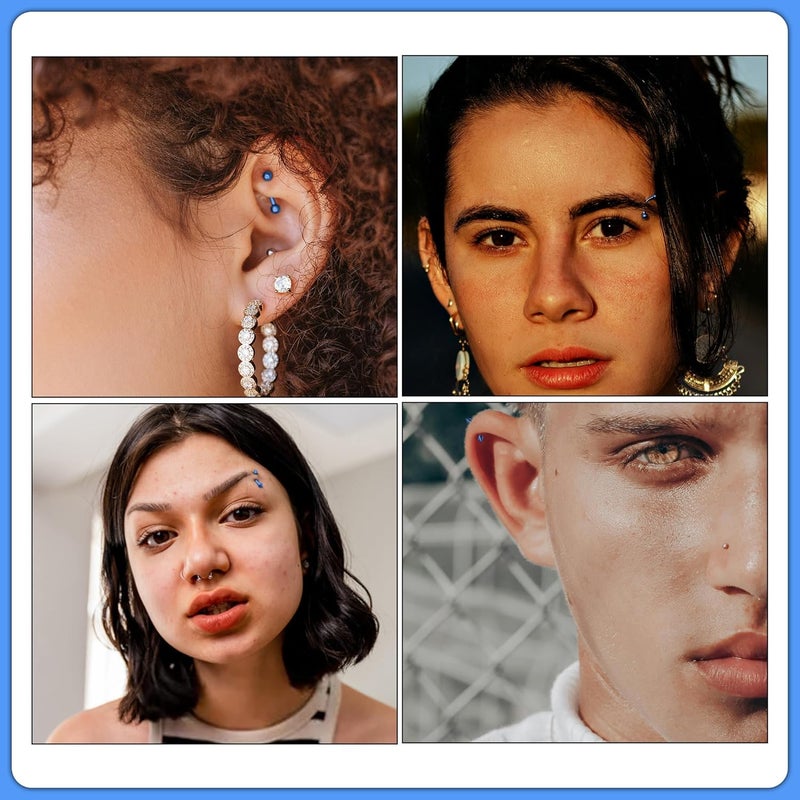 BLISI G23 Solid Titanium Eyebrow Piercing Jewelry, Gokd Black Rose Gold Silver Pink Rainbow Eyebrow Rings 16G Curved Barbell,Tiny Vertical Labret Lip Jewelry Rook Piercing Jewelry for Women and Men - Image 2